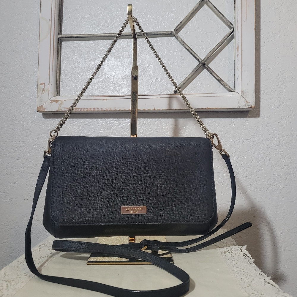 Kate Spade New York Black Saffiano Leather Double Handle Crossbody  Shoulder Bag